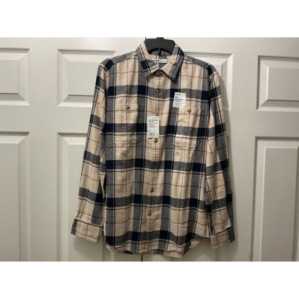 Sonoma Flannel S Beige Navy Plaid | Oatmeal Shacket | NWT Fall Essential